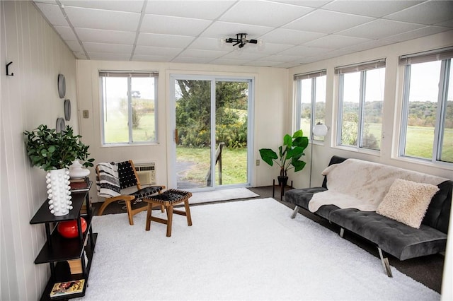 sunroom with a drop ceiling