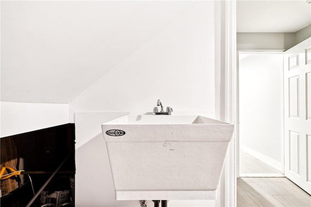 bathroom featuring sink and wood-type flooring