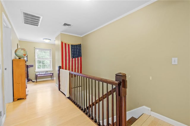 67 Myers Corners Rd, Wappingers Falls, NY 12590 - hall with an upstairs landing, wood finished floors, crown molding, and baseboards
