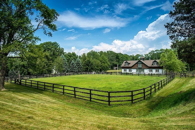 view of yard with a rural view