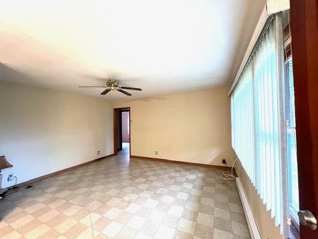 unfurnished room featuring ceiling fan