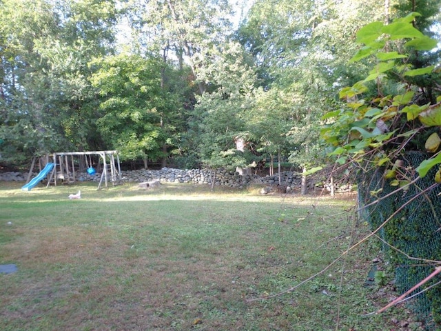 view of yard with a playground