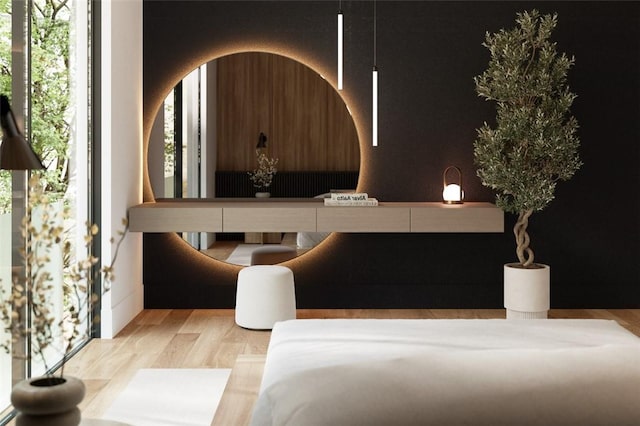 bedroom featuring wood-type flooring