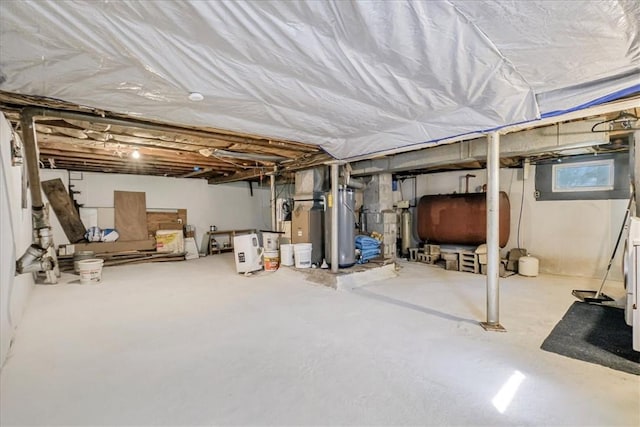 basement with gas water heater