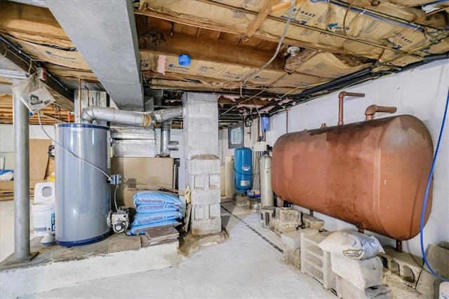 utility room featuring water heater