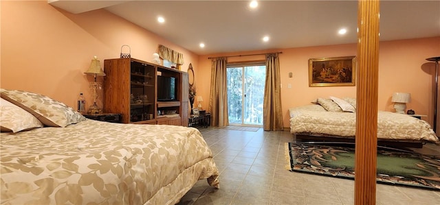 bedroom with light tile patterned flooring