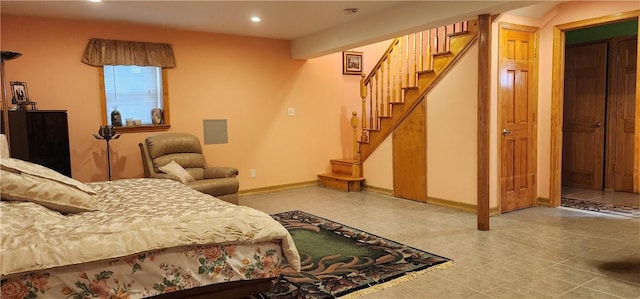 bedroom featuring tile patterned flooring