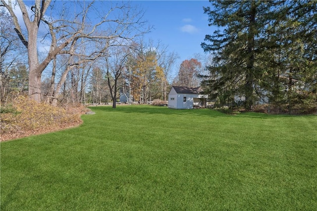 view of yard featuring an outbuilding