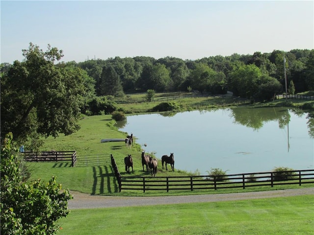 property view of water with a rural view