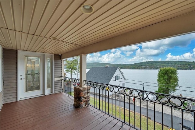 deck with a water view