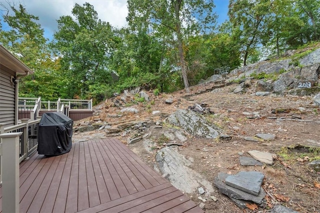 deck featuring area for grilling