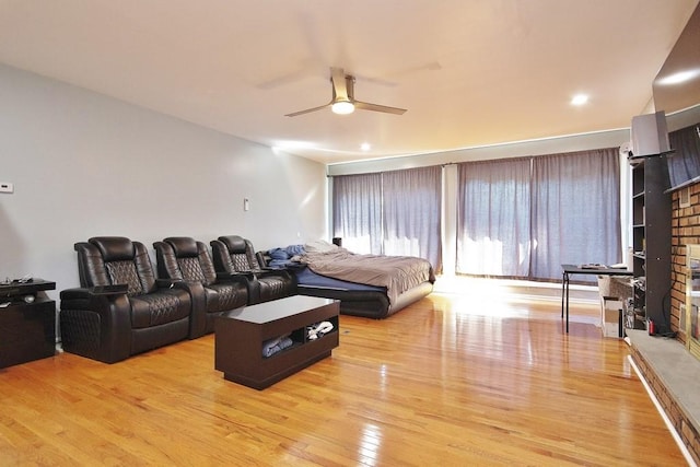 interior space featuring ceiling fan and light hardwood / wood-style flooring