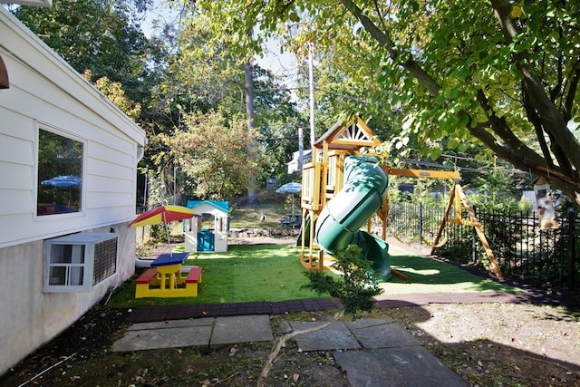 view of yard featuring a playground