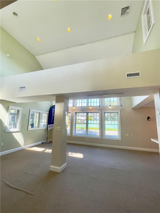 interior space with high vaulted ceiling