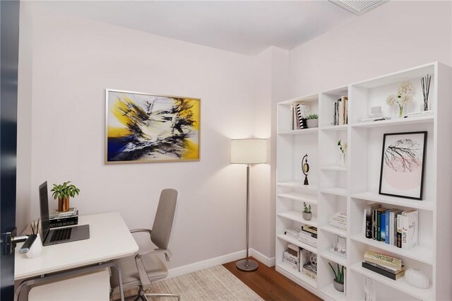 office area featuring dark hardwood / wood-style floors