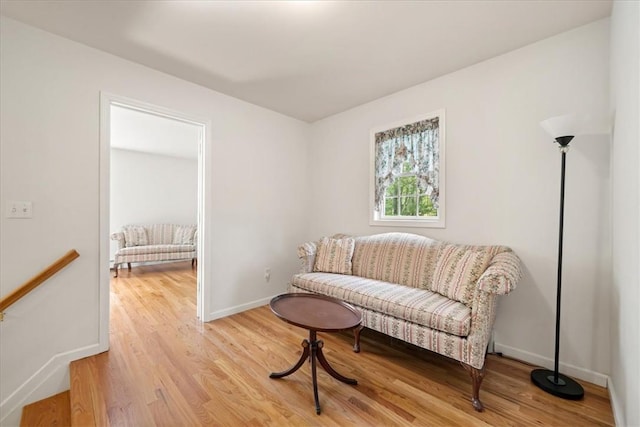 living area featuring light wood-type flooring