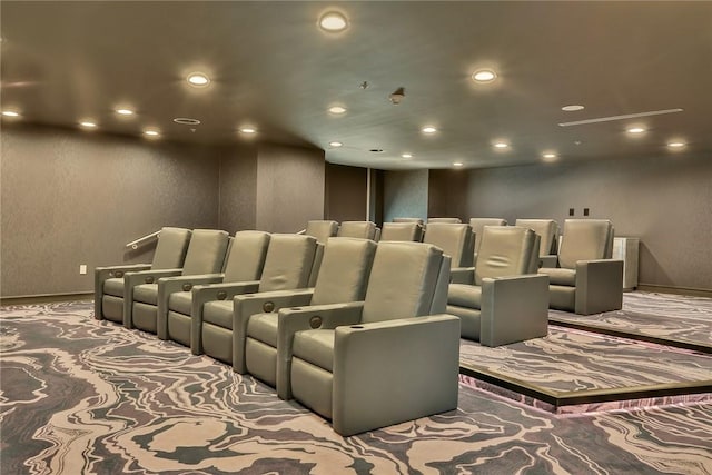 home theater room featuring carpet