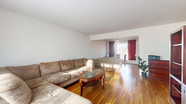 living room with hardwood / wood-style flooring