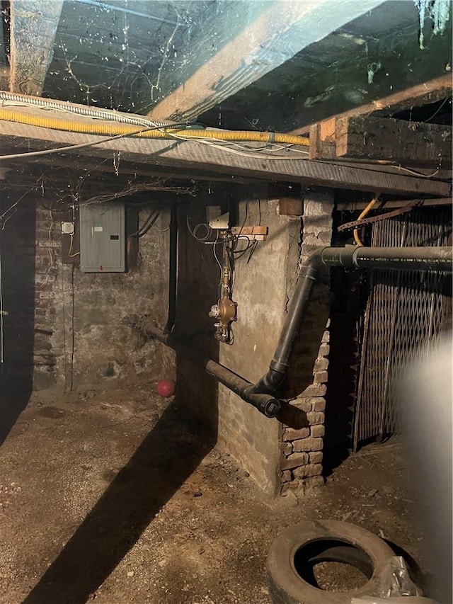 basement with electric panel