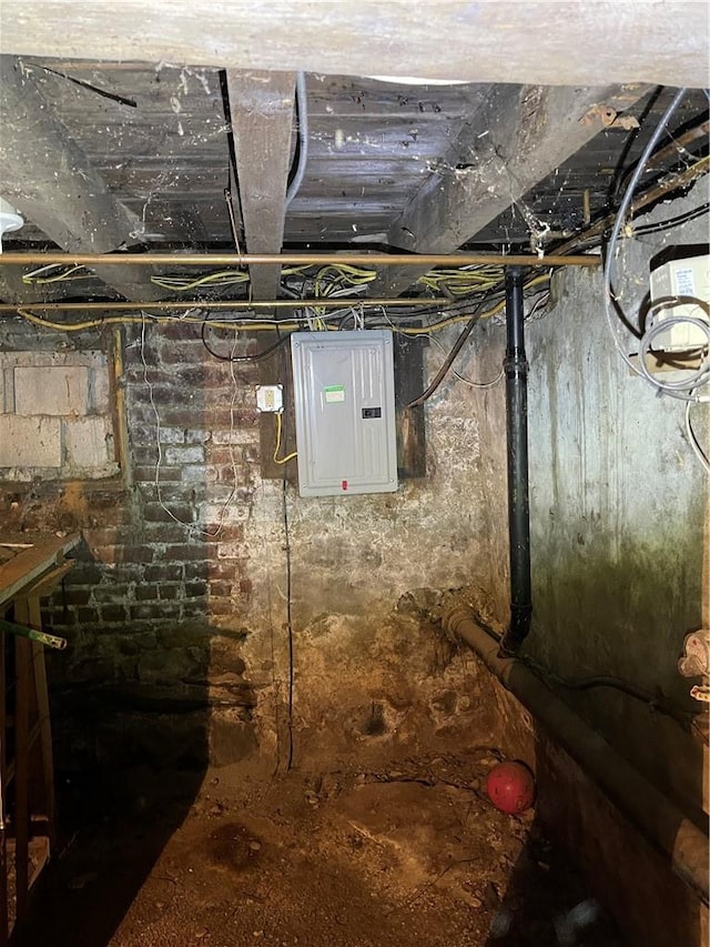 basement featuring electric panel