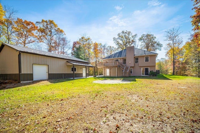 exterior space with a yard and a wooden deck