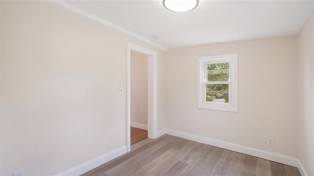 spare room with light hardwood / wood-style flooring