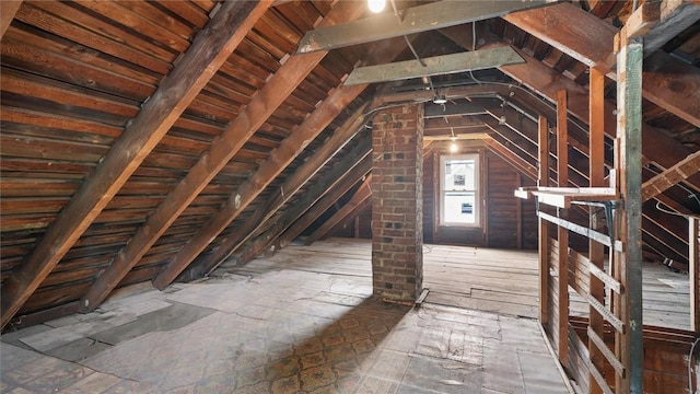 view of unfinished attic