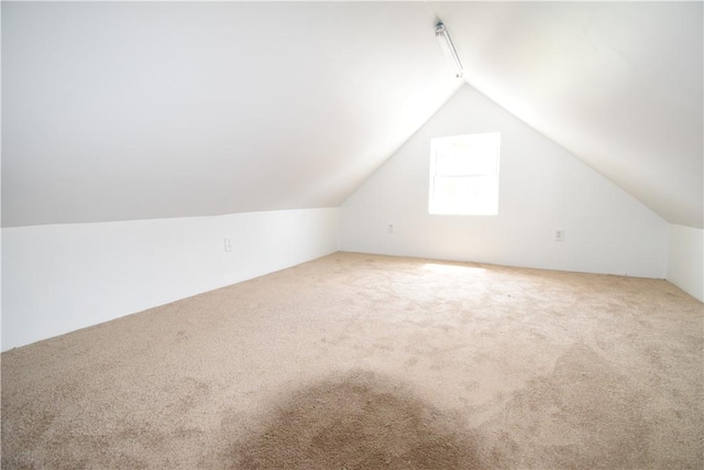 additional living space with carpet flooring and lofted ceiling