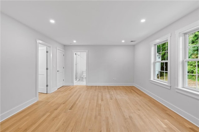 empty room featuring plenty of natural light and light hardwood / wood-style floors