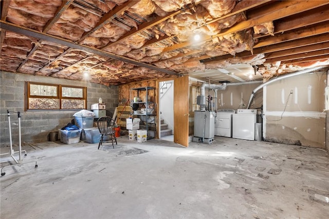 basement with independent washer and dryer