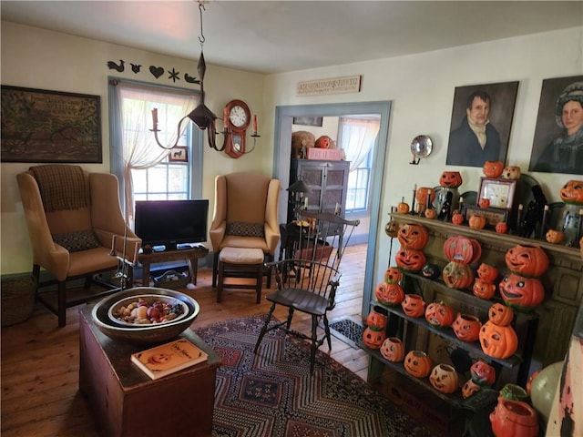 living area featuring hardwood / wood-style floors