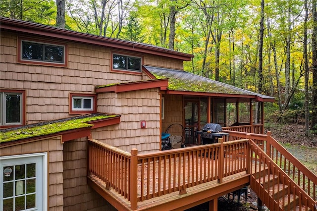 deck featuring a sunroom