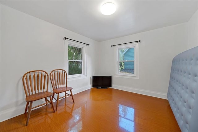 living area with wood-type flooring