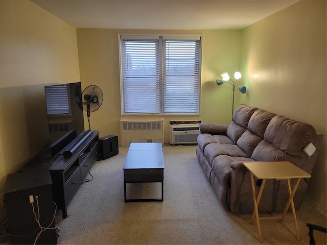 245 Rumsey Rd Unit 7B, Yonkers, NY 10701 - living area with radiator heating unit, carpet floors, and a wall unit AC