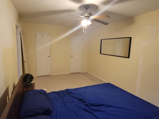 245 Rumsey Rd Unit 7B, Yonkers, NY 10701 - bedroom with light carpet, ceiling fan, and baseboards