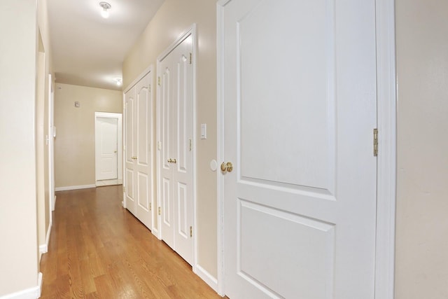 hall featuring light wood-type flooring