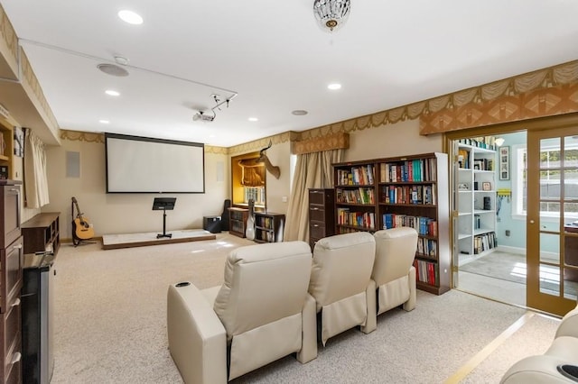 view of carpeted home theater