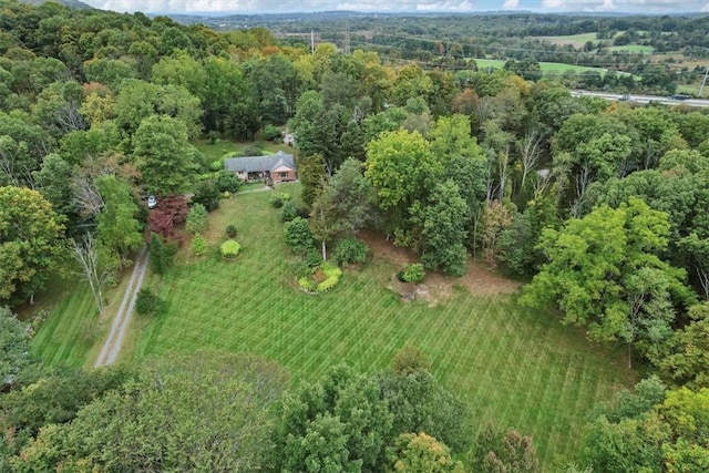 aerial view featuring a rural view