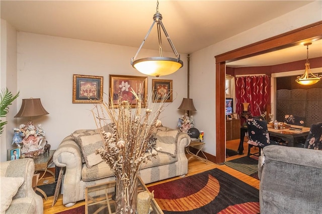 living room with hardwood / wood-style floors