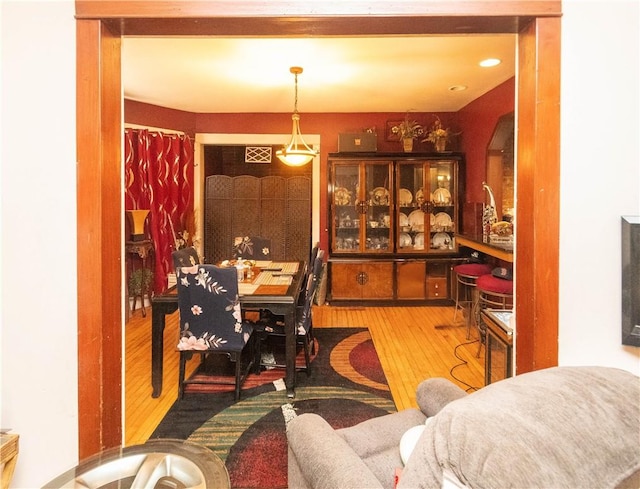 dining area featuring hardwood / wood-style floors