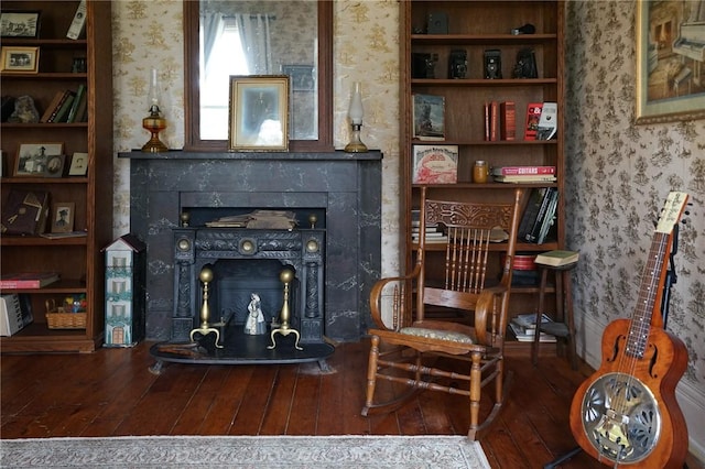 living area featuring wood-type flooring