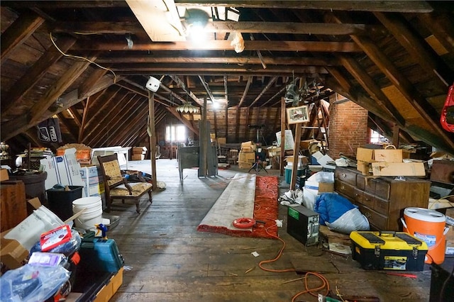 view of unfinished attic