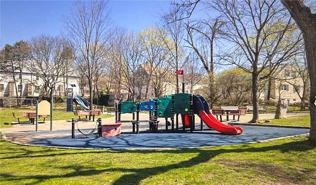 view of play area with a lawn