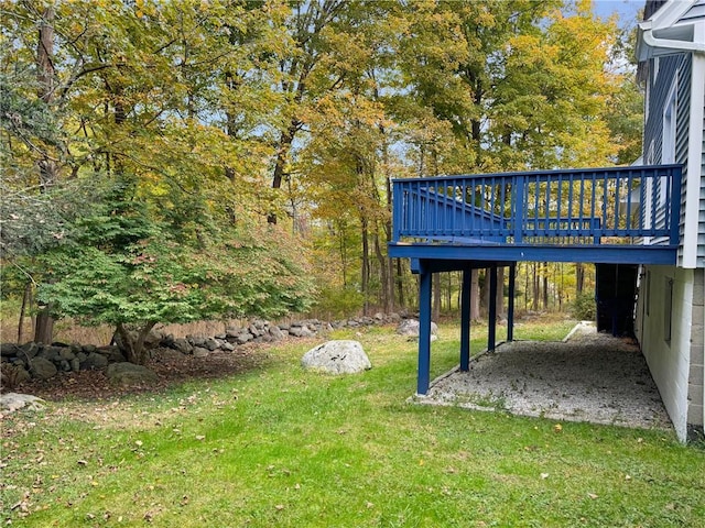 view of yard featuring a deck