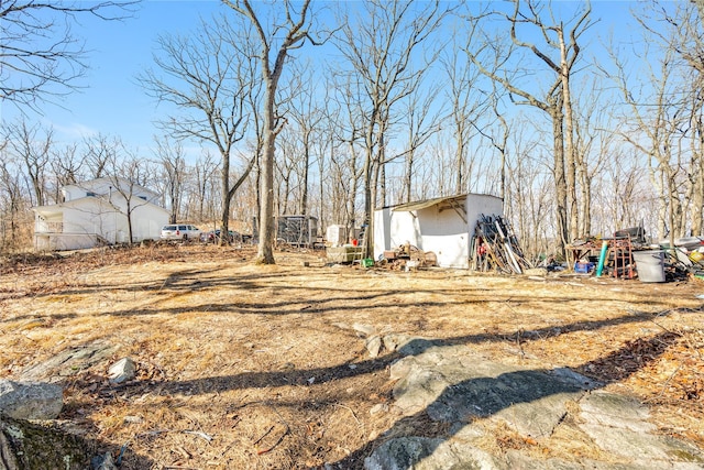 view of yard with an outdoor structure