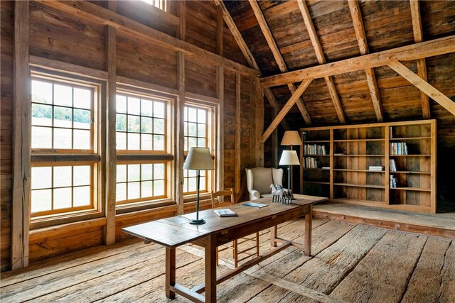 view of unfinished attic