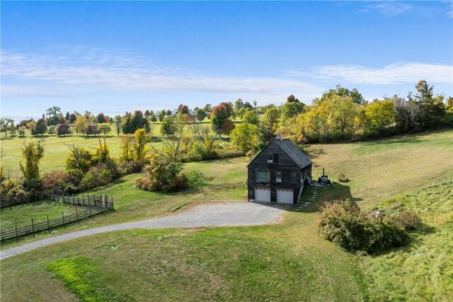 aerial view with a rural view