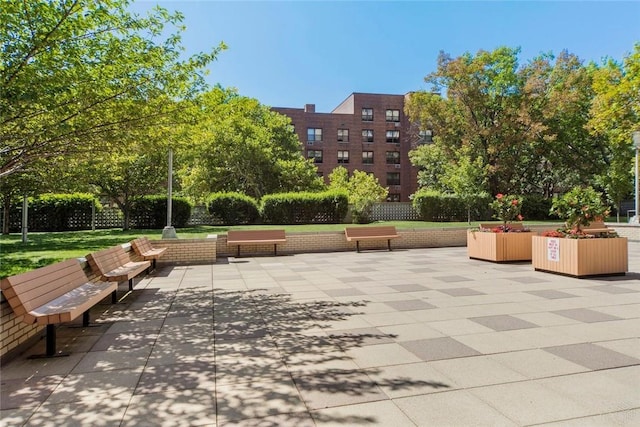 view of community featuring a patio