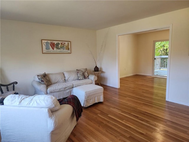 living room with hardwood / wood-style floors