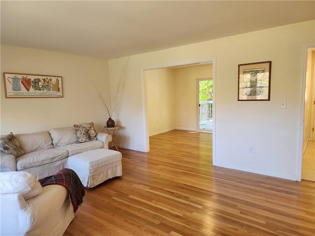 living room with light wood-type flooring